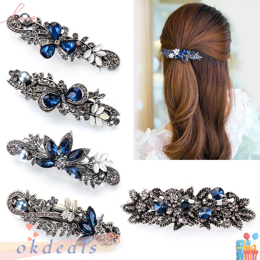 OKDEALS Kẹp Tóc Hình Bướm, Chim Công Đính Pha Lê Nhã Nhặn