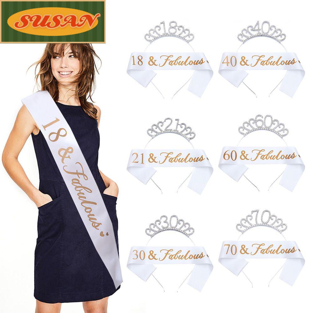 SUSANS Vương Miện Vương Miện Đính Đá Lấp Lánh Sinh Nhật Lần Thứ 18 / 21 / 30 / 40 / 50 / 60 / 70