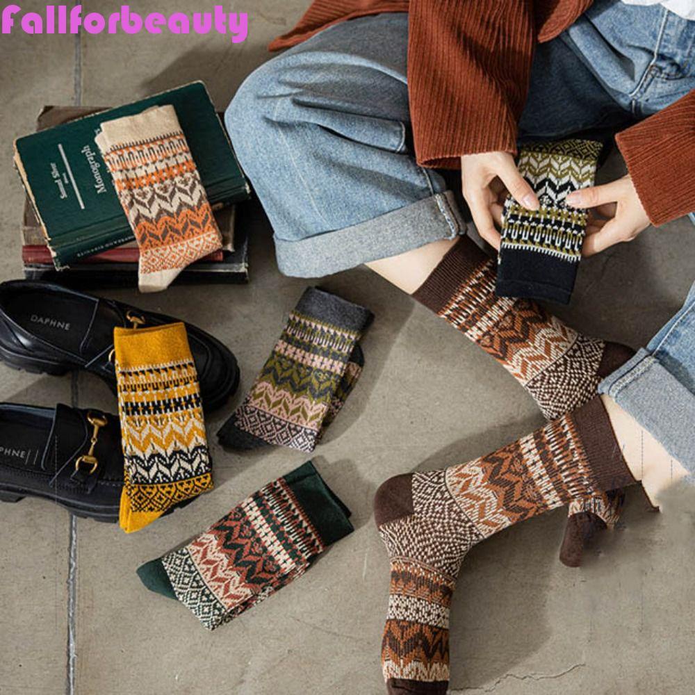 FALLFORBEAUTY Vớ Len Dày Dặn Thoáng Khí Thời Trang Nhật Bản Cho Nữ