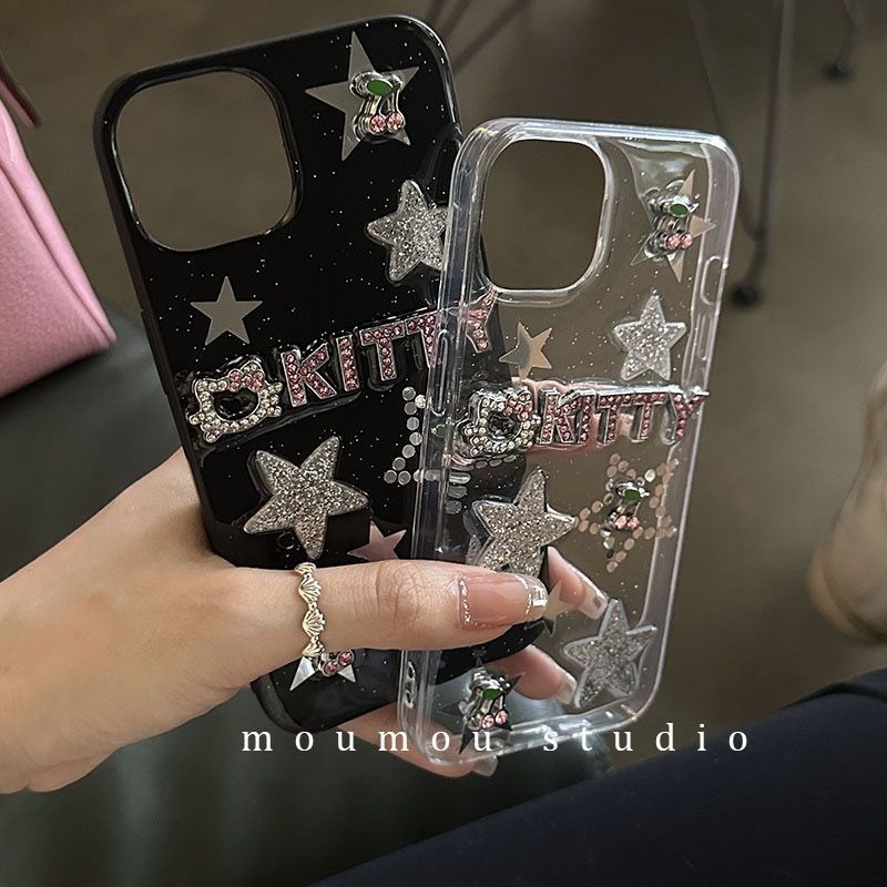 Ốp Điện Thoại Mềm Chống Rơi In Hình Mèo XINGX Kitty Đính Đá Cho Iphone13 14promax 12 11 Xs 8P