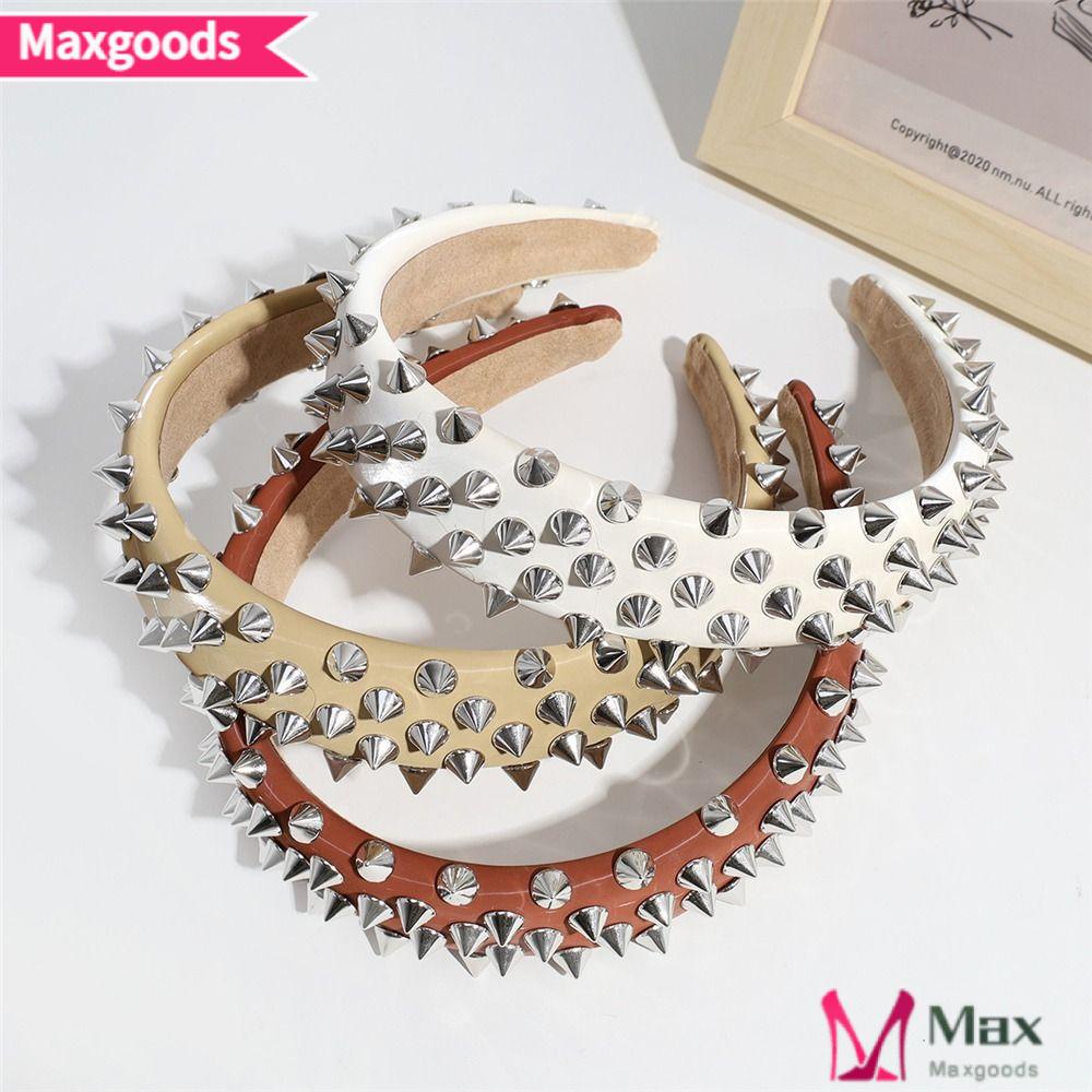 MAXG Băng Đô Cài Tóc Bằng Da PU Co Giãn Cho Nữ