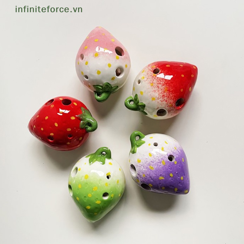 Kèn Ocarina Gốm Trái Dâu 6 Lỗ Sáng Tạo Cho Người Mới Bắt Đầu