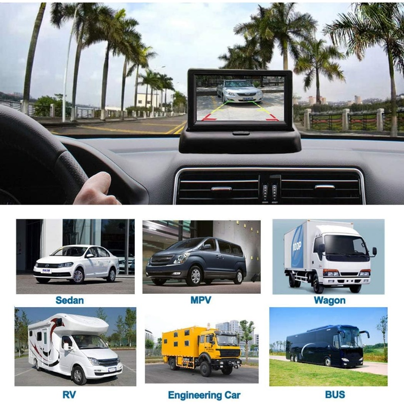 Màn Hình 4.3 Inch Gấp Mở Dễ Dàng Với Camera Trước Và Sau Cho Xe Hơi