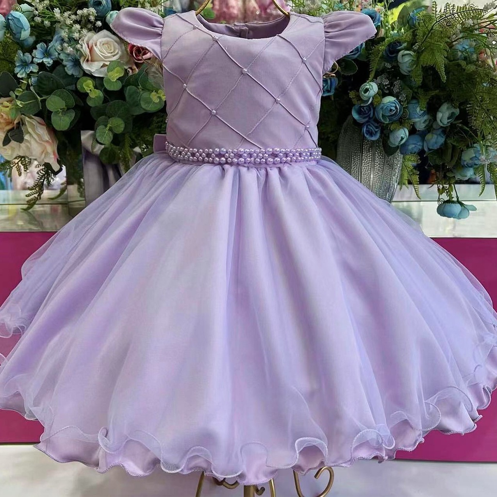 Đầm Công Chúa Dự Tiệc In Hoa Đính Hạt Dễ Thương Cho Bé Gái