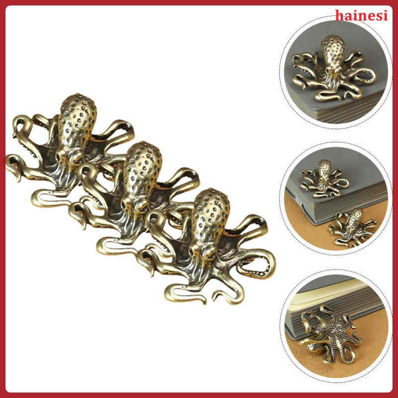 Bộ 3 Tượng Bạch Tuộc Bằng Đồng Thau Trang Trí Bàn Ăn Cho Bé