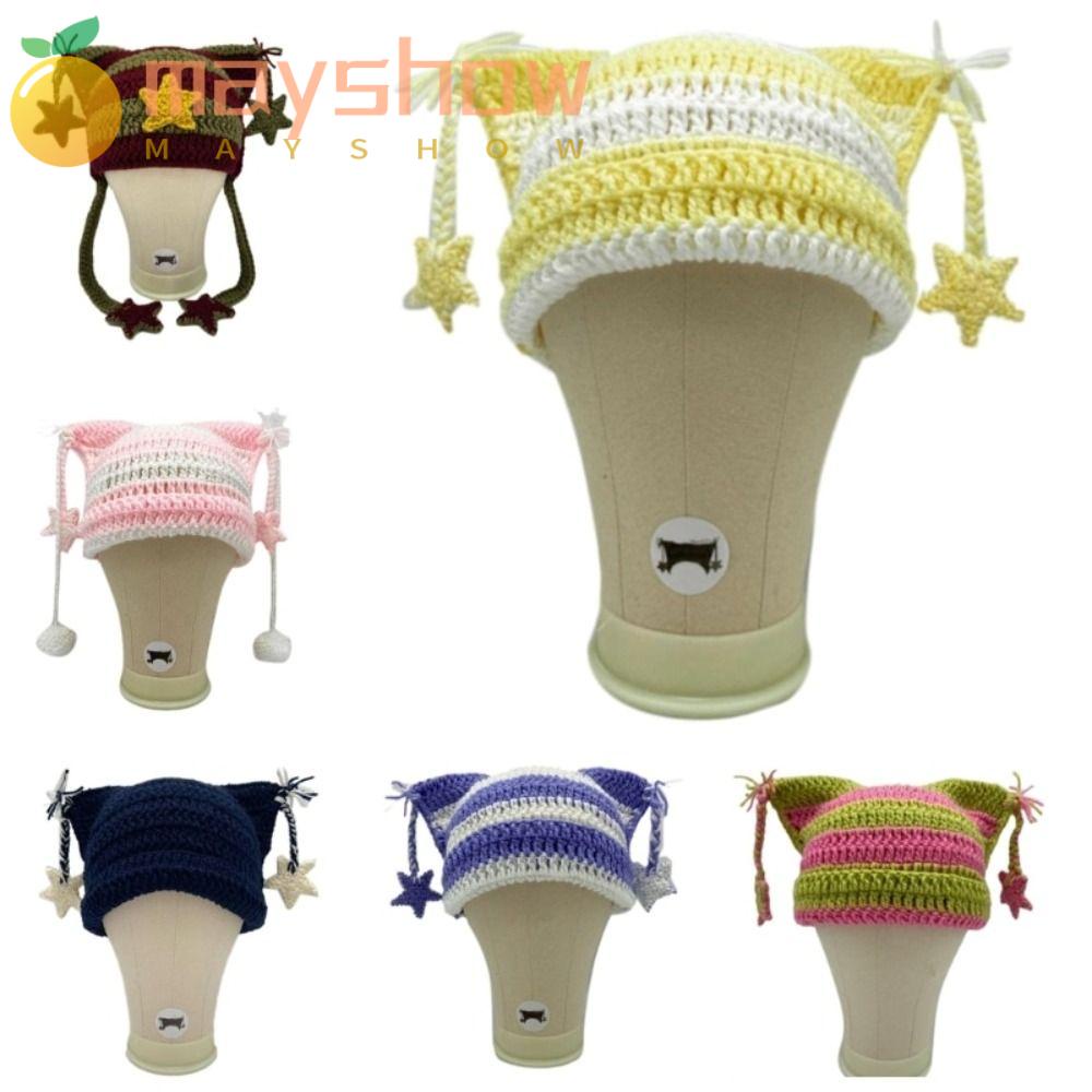 MAYSHOW Mũ Len Y2K Hình Tai Mèo Giữ Ấm Mùa Đông Dành Cho Tuổi Teen