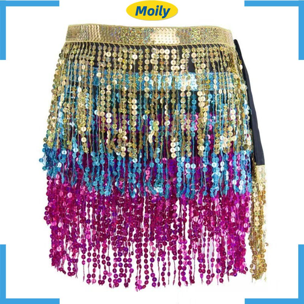 MOILYVN Chân Váy Tua Rua Đính Kim Sa Phong Cách Bohemian Quyến Rũ Cho Nữ