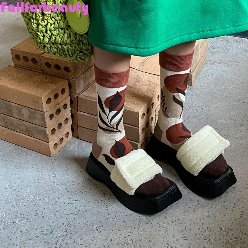 FALLFORBEAUTY Vớ Cotton Mềm Dày Dặn Thoải Mái Phong Cách Harajuku Cho Nữ