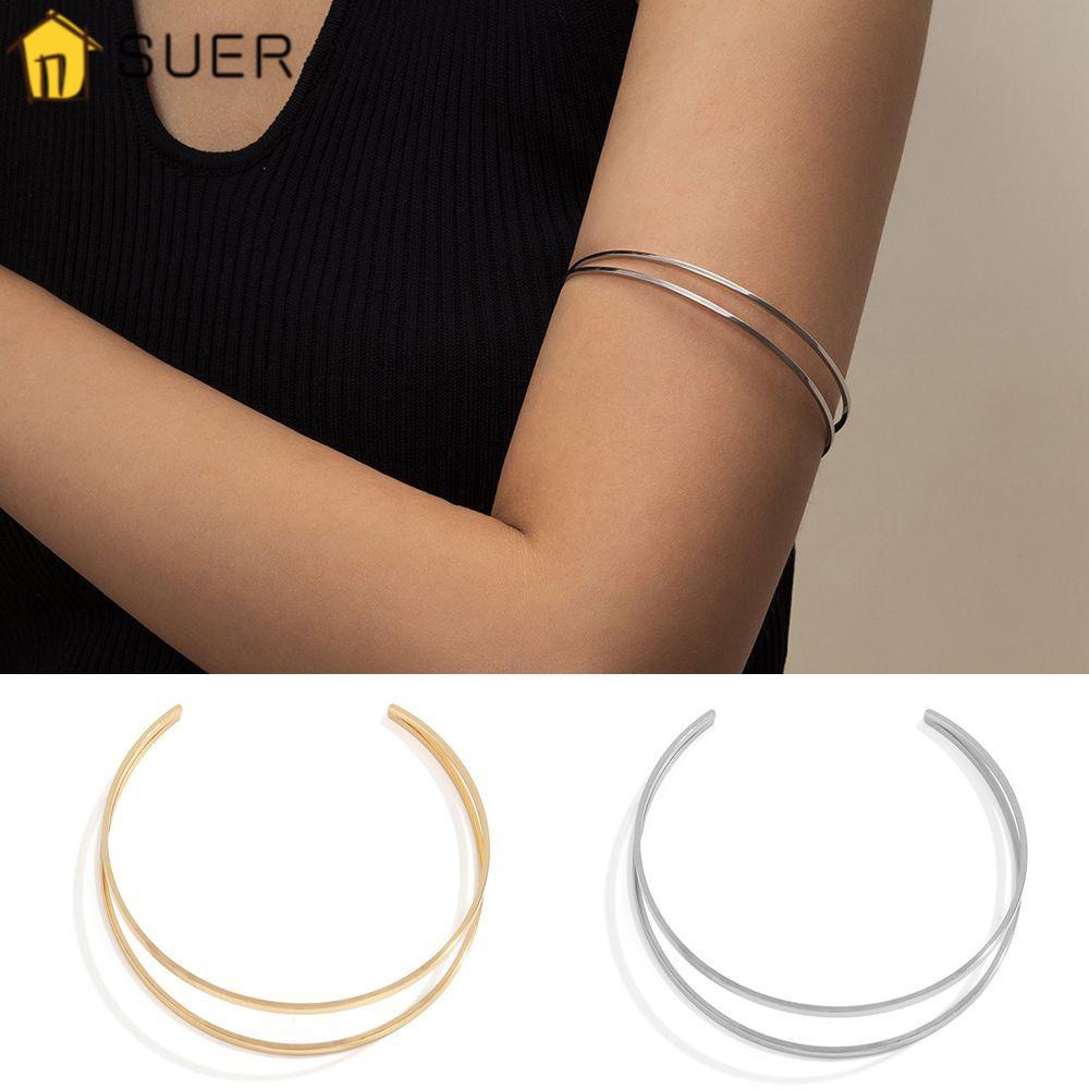 SUENIN Vòng Đeo Cánh Tay Bằng Hợp Kim Màu Vàng / Bạc Tùy Chỉnh Kích