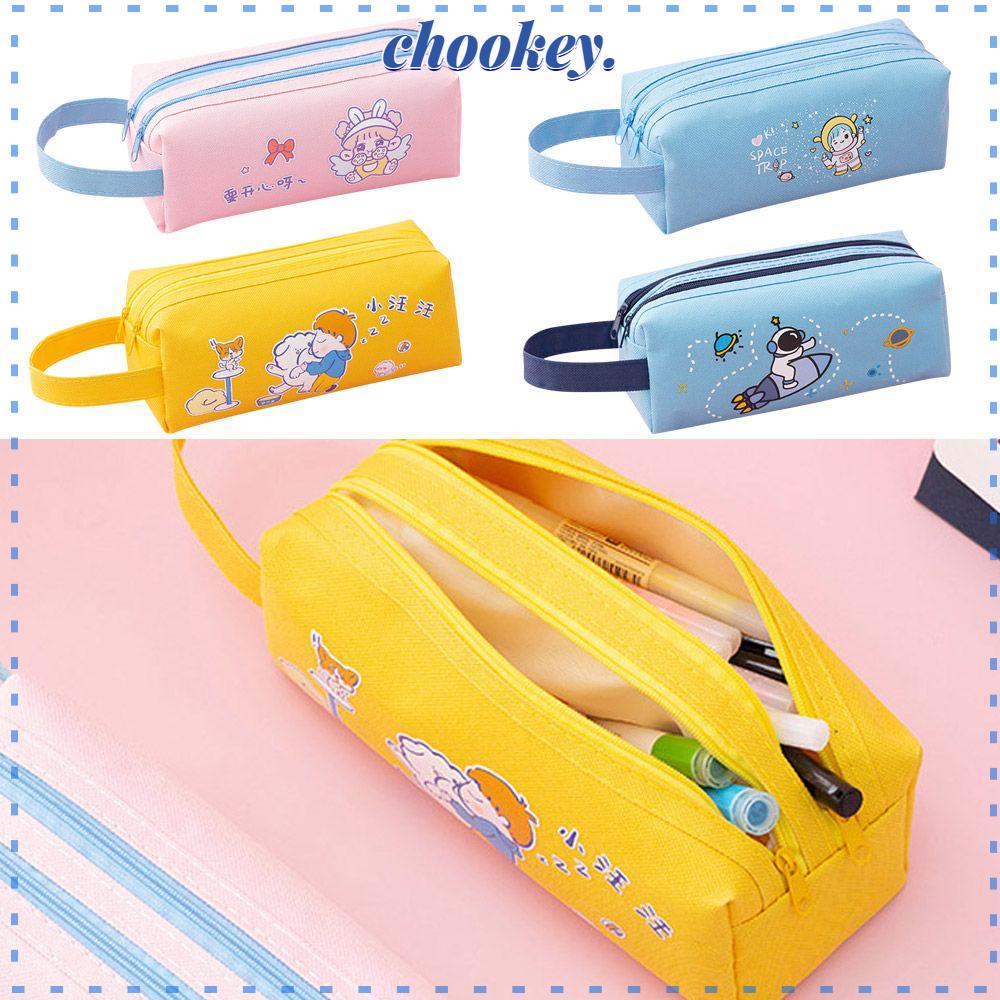 CHOOKEY Túi Đựng Bút Vải Canvas Cỡ Lớn In Hoạt Hình Dễ Thương