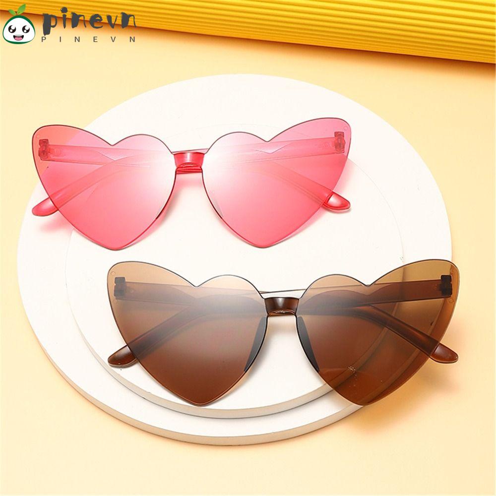 PINEVN Kính Mát Hình Trái Tim Chống Tia UV400 Không Vành Nhiều Màu Sắc Phong Cách Vintage