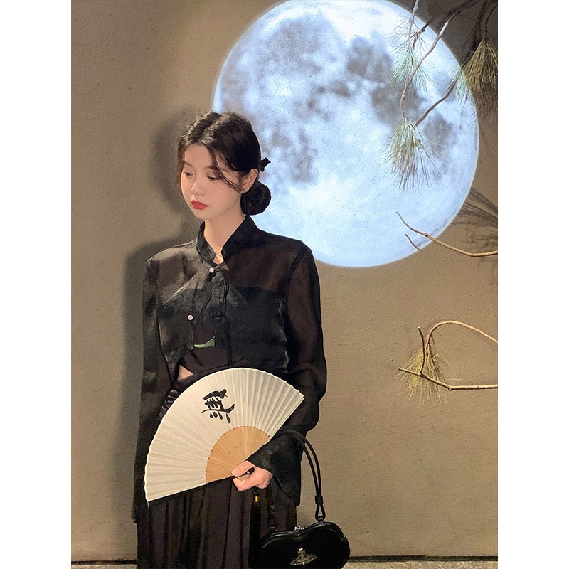 Áo Khoác Cardigan Chống Nắng Bằng Lụa Lạnh Mỏng Phong Cách Trung Hoa Mới 2023