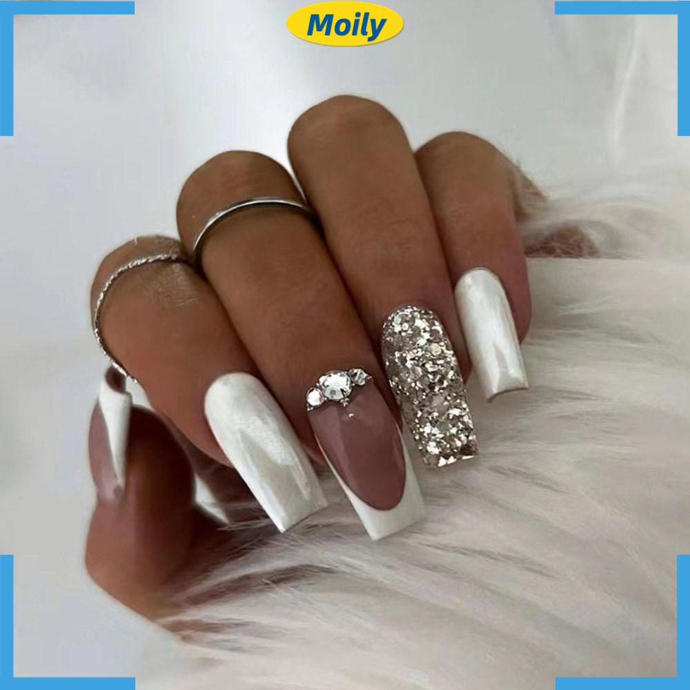MOILYVN Bộ 24 Móng Tay Giả Chuyên Dụng Cho Nữ Múa Ba Lê