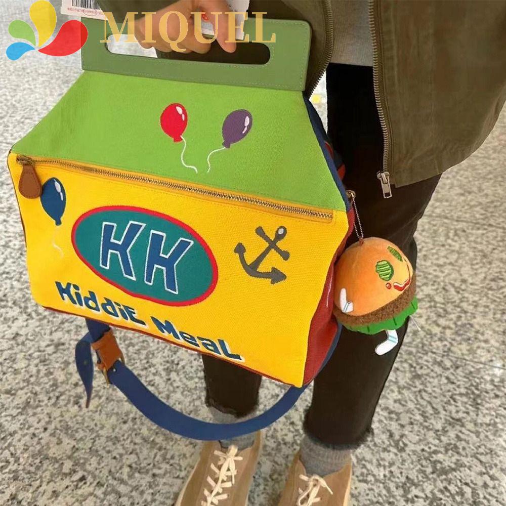 MIQUEL Túi vải Da PU Sức Chứa Lớn In Họa Tiết Hoạt Hình SpongeBob Dễ Thương Cho Nữ