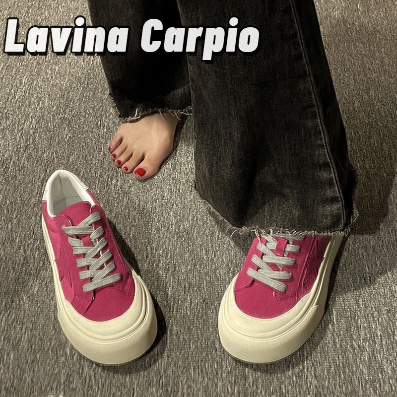 Lavina Carpio Giày Thể Thao Đế Dày Tăng Chiều Cao Màu Hồng Ngôi Sao Phong Cách retro Đơn Giản Dễ Phối Đồ Cho Nữ