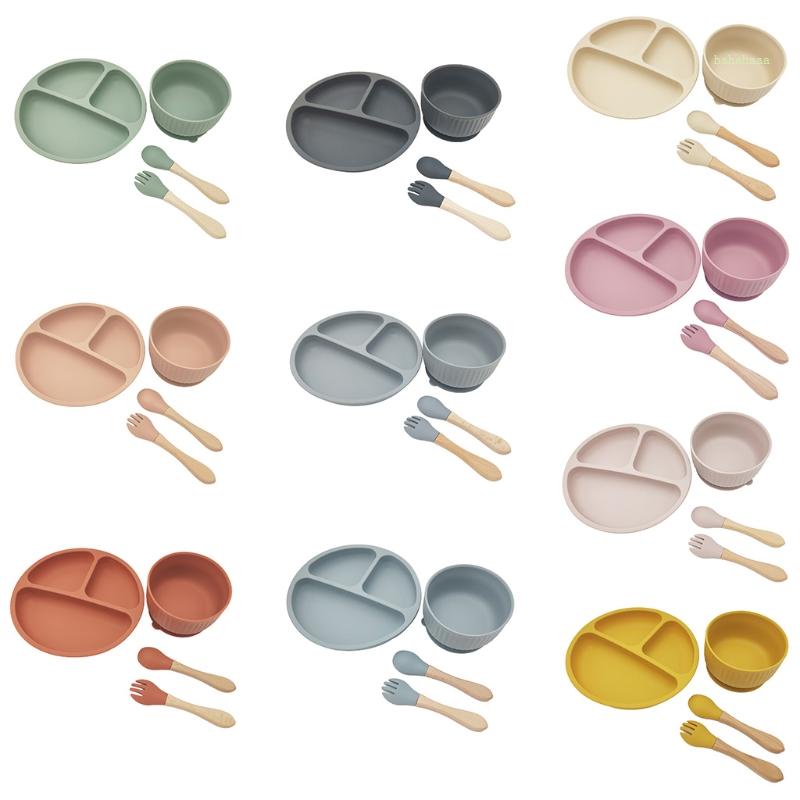 Bộ Dụng Cụ Tập Ăn 4 Món Bằng Silicone Cho Bé