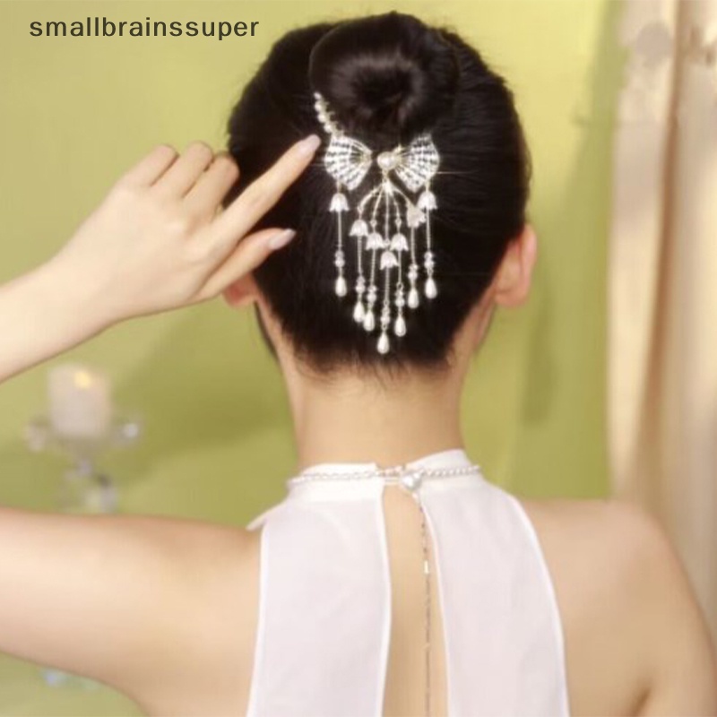 Kẹp Tóc Càng Cua Đính Nơ Phối Tua Rua Phong Cách Retro Hàn Quốc Cho Nữ