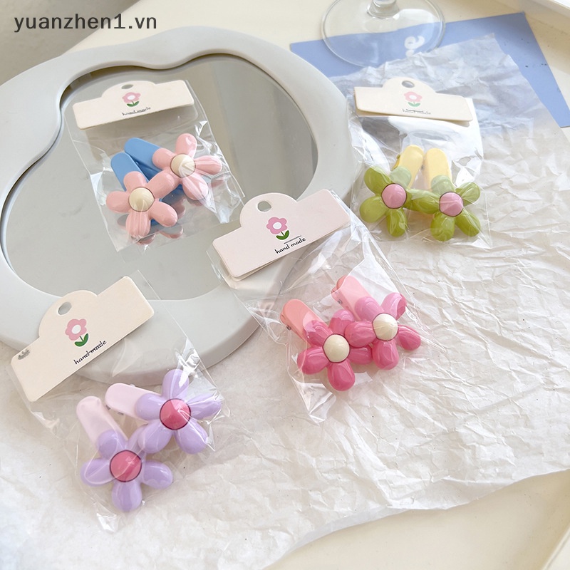 Set 2 Kẹp Tóc Hình Hoa Phong Cách Vintage Dễ Thương Cho Nữ
