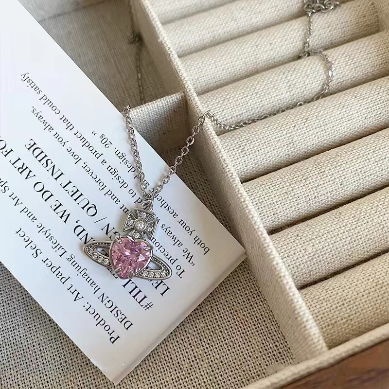 Vòng cổ Thép Titan Mặt Hình Trái Tim Đính Đá Zircon Đơn Giản Thời Trang Cho Nữ