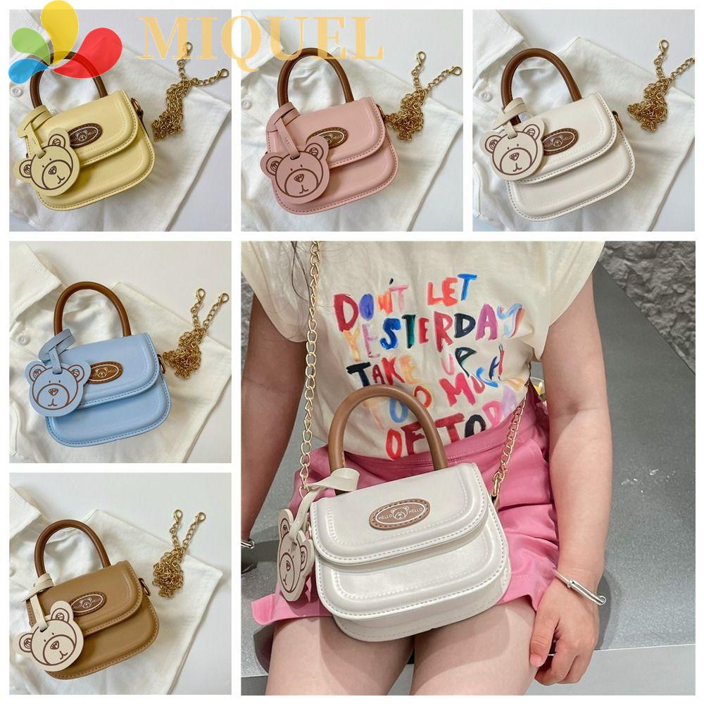 MIQUEL Túi Đeo Chéo Vai Hình Yên Ngựa Gấu Có Dây Xích Đeo Chéo Phong Cách Hàn Quốc Cho Trẻ Em