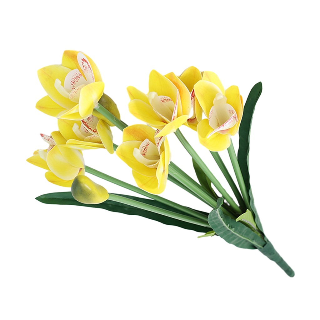 Hoa Cymbidium Nhân Tạo 9 Bông Dùng Trang Trí Phòng Khách / Đám Cưới