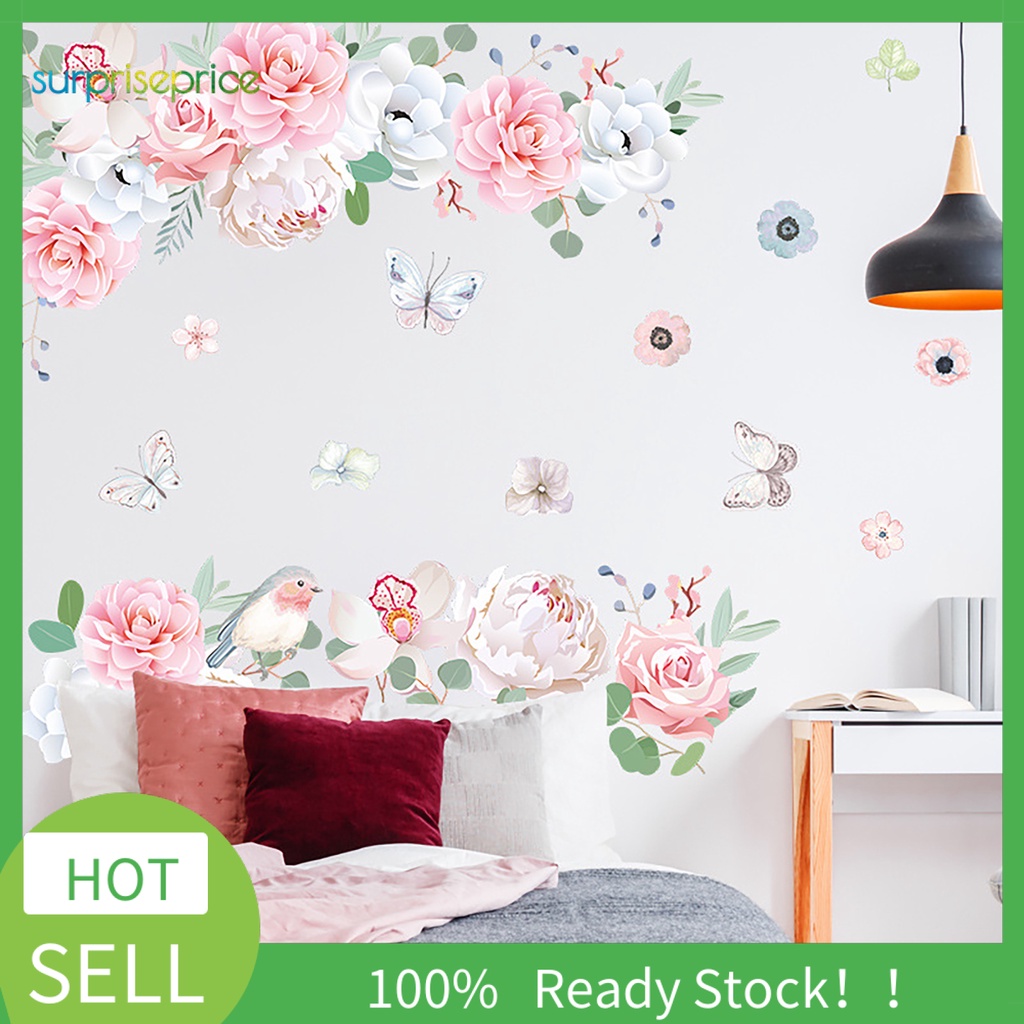 Set 2 Tấm Sticker Dán Tường Tự Dính Hình Hoa Lá Trang Trí Nhà Cửa
