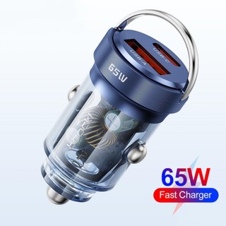 Cốc sạc điện thoại nhanh 65w cổng type c qc3.0 pd cho xe hơi