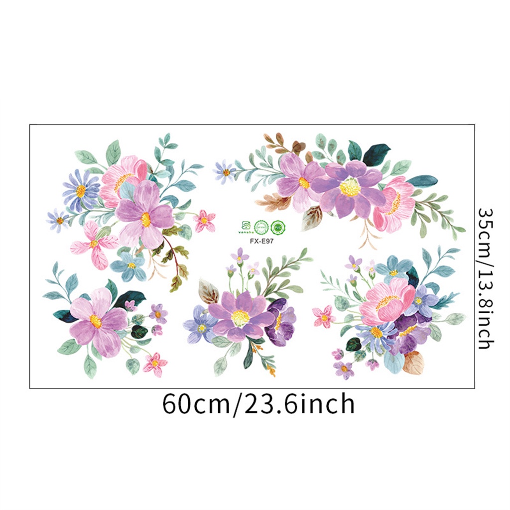 Miếng Dán Tường Bằng PVC Họa Tiết Hoa Màu Sắc Tươi Sáng Có Thể Tháo Gỡ Trang Trí Nhà Cửa