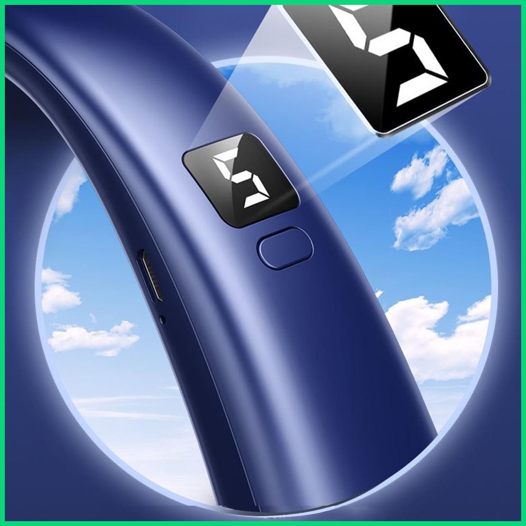 Quạt Đeo Cổ Không Cánh Có Thể Điều Chỉnh Và Sạc Lại Kèm Đèn LED Hiển Thị Rảnh Tay Gió Mạnh jiwvn Jwvn