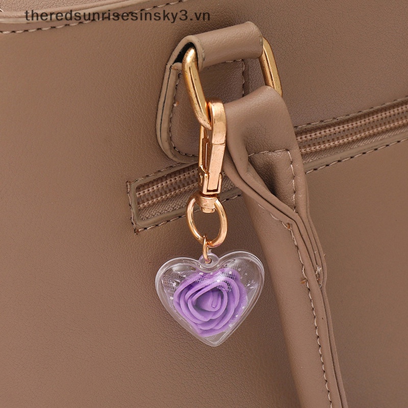 # # Móc Chìa Khóa Xe Hơi / Túi Xách Trang Trí Hình Hoa Hồng / Trái Tim Thời Trang Thích Hợp Làm Quà Tặng Cho