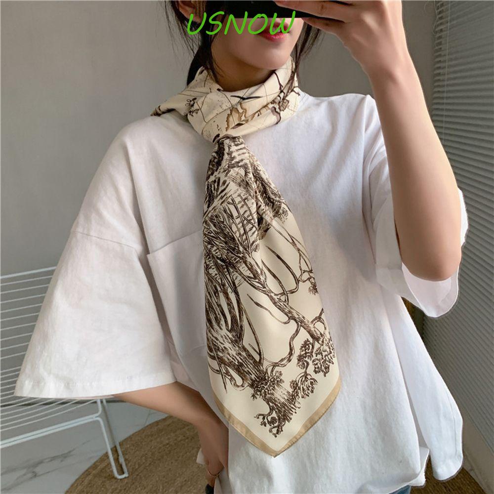 USNOW Dây Buộc Tóc Ruy Băng Tay Cầm Màu Trơn Họa Tiết Hình Học Đa Năng Thời Trang Cho Nữ