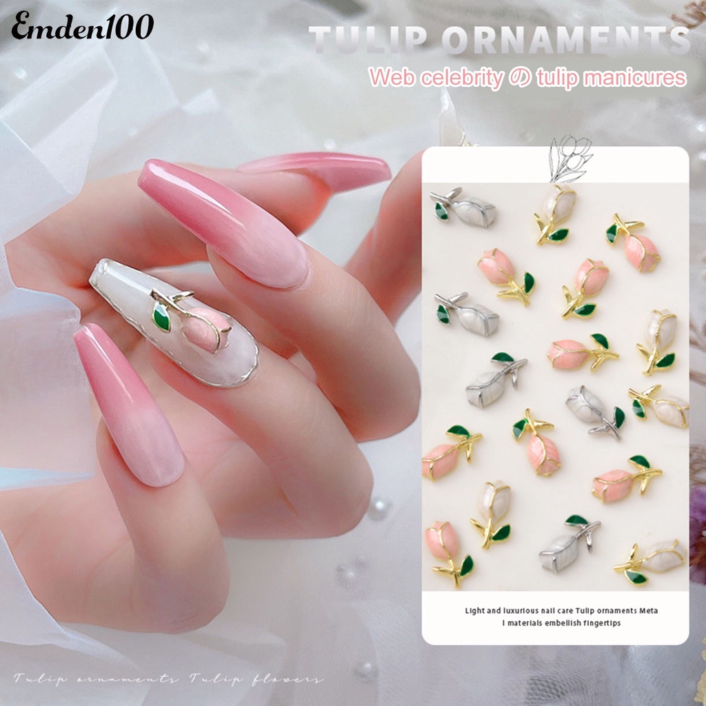 Bộ 10 Phụ Kiện Trang Trí Móng Tay Hình Hoa Tulip