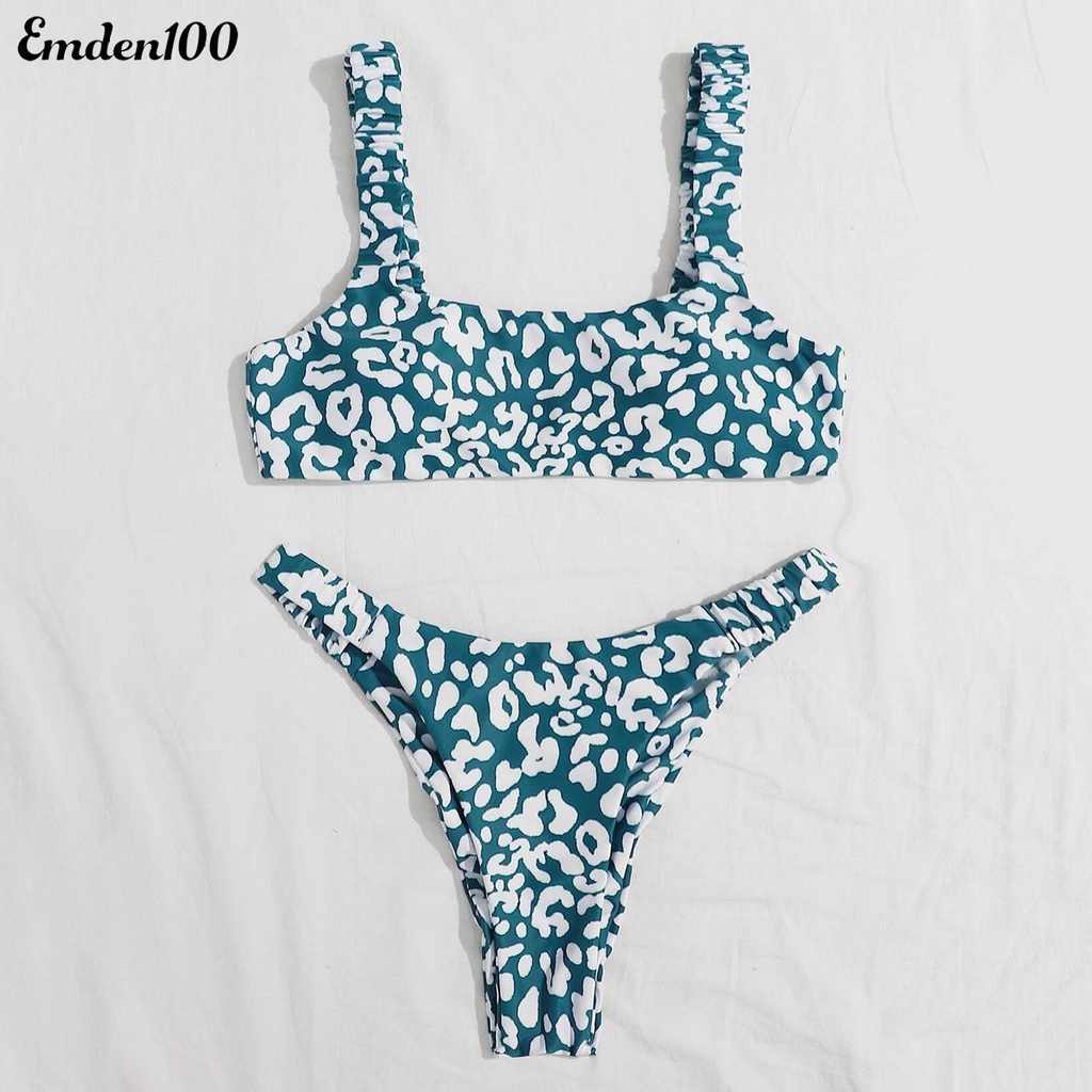 Bộ Đồ Bơi 2 Mảnh Mềm Mại Nhanh Khô In Họa Tiết Da Báo Thời Trang Mùa Hè Cho Nữ