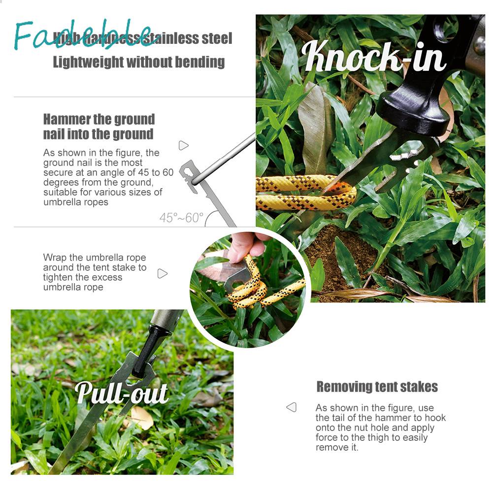 Set 6 Cọc Dựng Lều Bằng Thép Không Gỉ 28cm