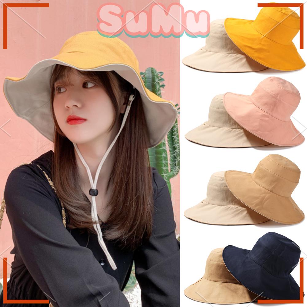 SUMU Nón Tai Bèo Hai Mặt Chống Tia UV Có Dây Đeo Có Thể Gấp Gọn Tiện Lợi