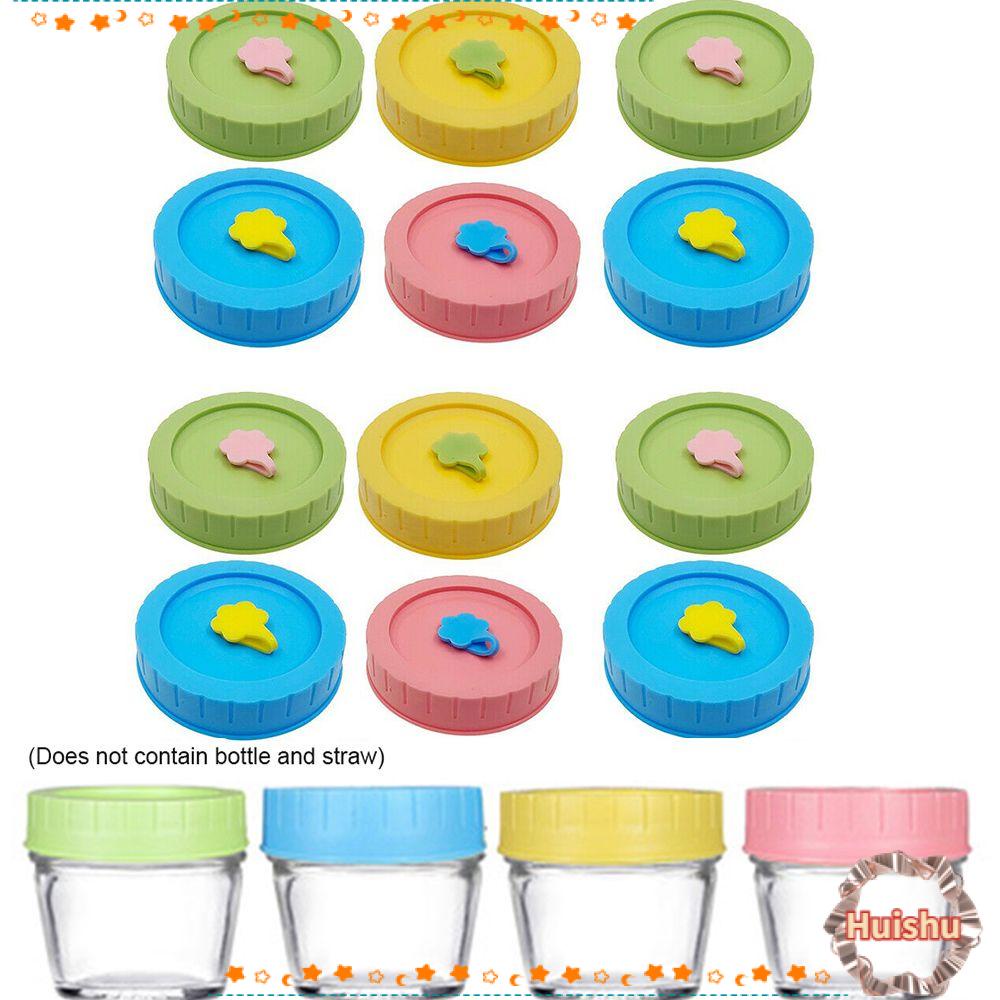 HS Bộ 1 / 4 Nắp Đậy Lọ Thủy Tinh Bằng Nhựa Chống Rò Rỉ Họa Tiết Mason Dễ Thương