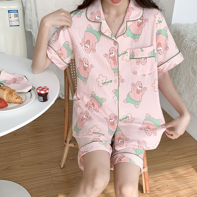 Bộ Đồ Ngủ Áo Tay Ngắn Phối Quần Short Vải Cotton Mỏng In Hoạt Hình Kiểu Nhật Bản Thời Trang Mùa Hè Cho Học Sinh