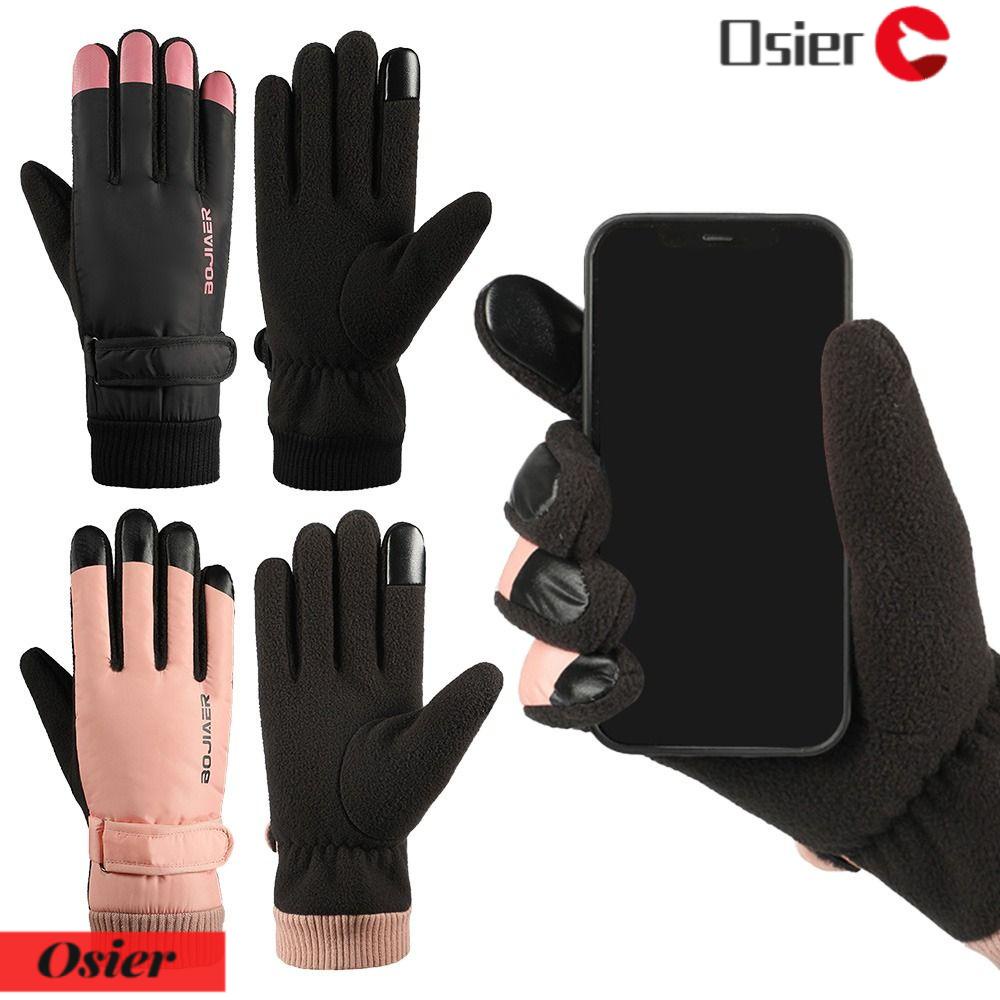 OSIER1 Găng Tay Thể Thao Phối Lông Dày Dặn Ấm Áp Cá Tính Chống Thấm