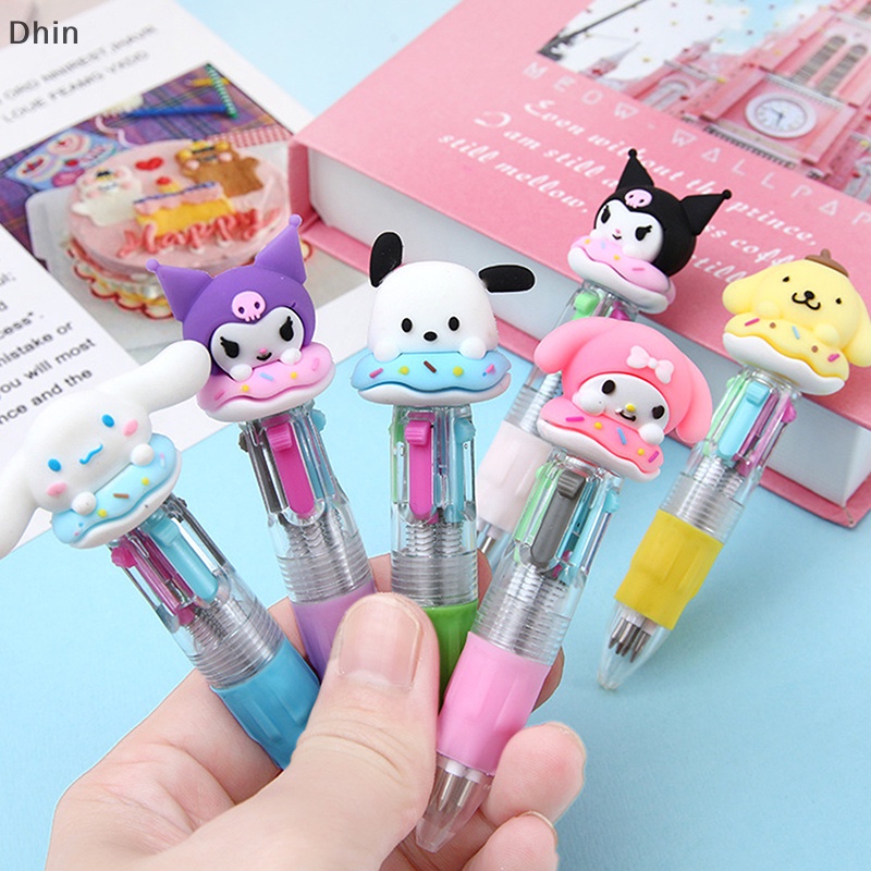 Bút Bi Mini 4 Màu Họa Tiết Động Vật Hoạt Hình Dễ Thương