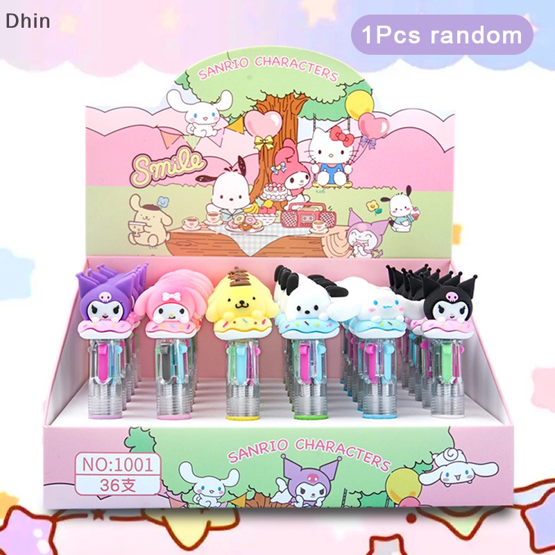 Bút Bi Mini 4 Màu Họa Tiết Động Vật Hoạt Hình Dễ Thương