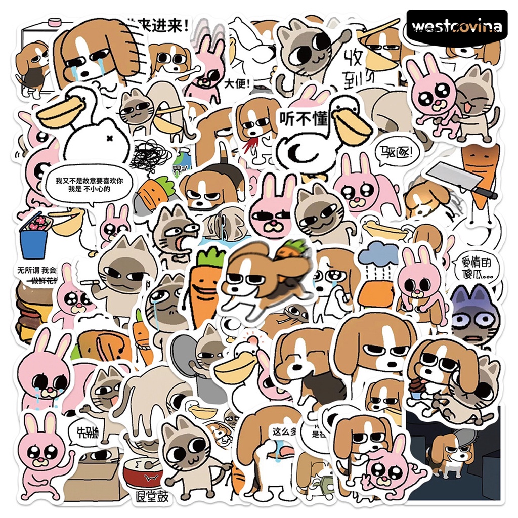 [WSTN]✎Bộ 73 Miếng Dán Hình Động Vật Hoạt Hình Bằng PVC Chống Nước Có Thể Tháo Gỡ Cho Điện Thoại