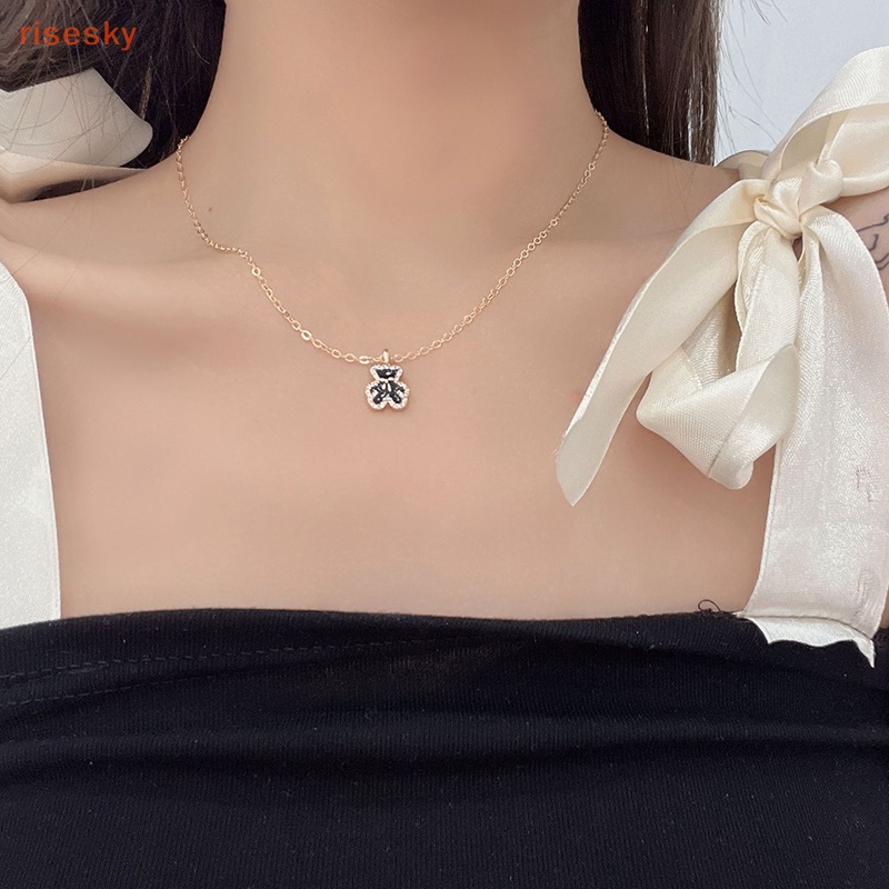 Vòng cổ Mặt Hình Gấu Nhỏ Đính Đá Zircon Dễ Thương Thời Trang Phong Cách Hàn Quốc Cho Nữ
