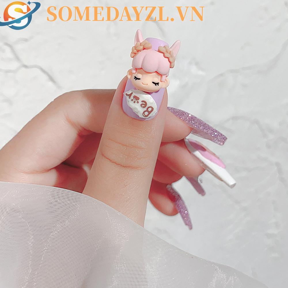 SOMEDAYZL Phụ Kiện Trang Trí Móng Tay Họa Tiết Hoạt Hình Dễ Thương