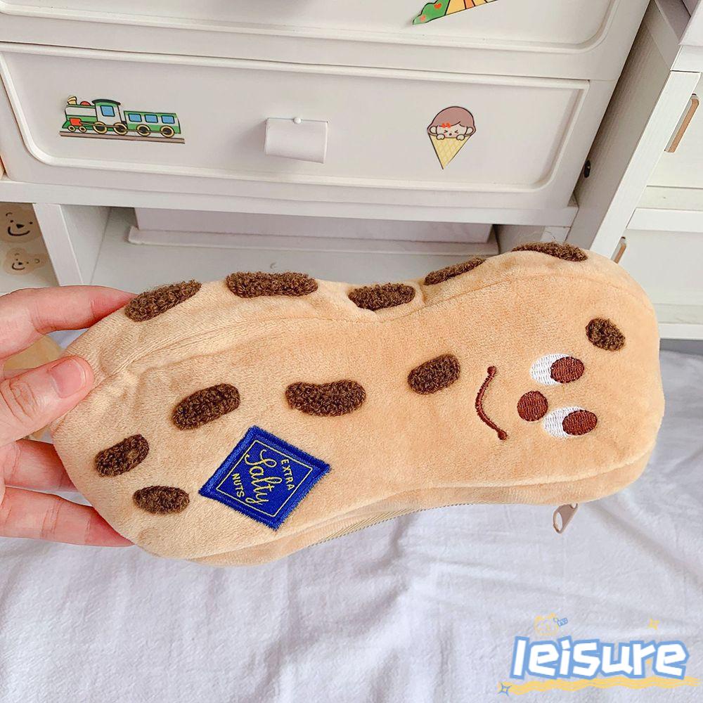 LEISURE Túi Đựng Bút Bằng Lông Nhung Dễ Thương Xinh Xắn