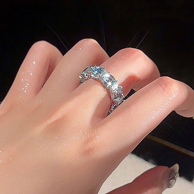 Nhẫn Đính Đá Zircon Màu Đơn Giản Sáng Tạo Thời Trang Mùa Hè Cho Nữ