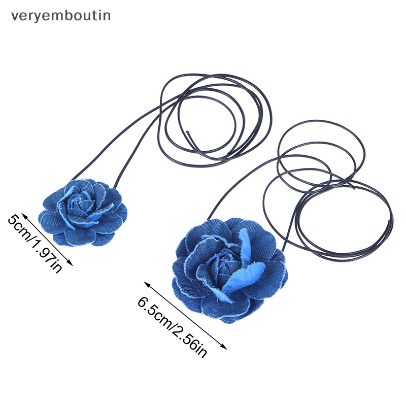 1 Vòng Cổ Choker Jean Xanh Dương Nhiều Lớp Mặt Hoa Cho Nữ Mặc Trong Ngày Cưới