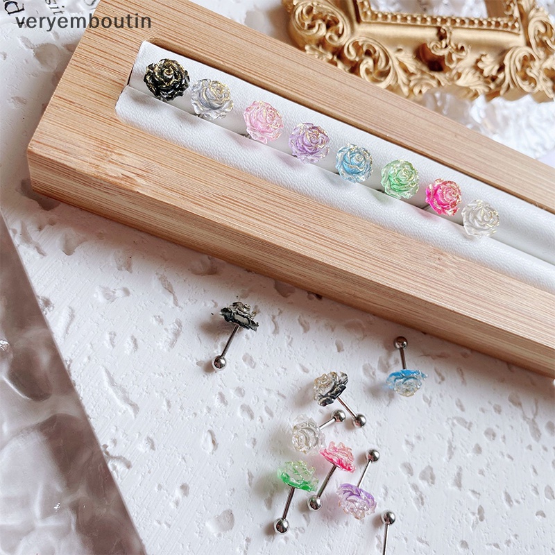 1 Khuyên Tai Hình Bông Hoa Bằng Thép Không Gỉ Thời Trang Dành Cho Nữ