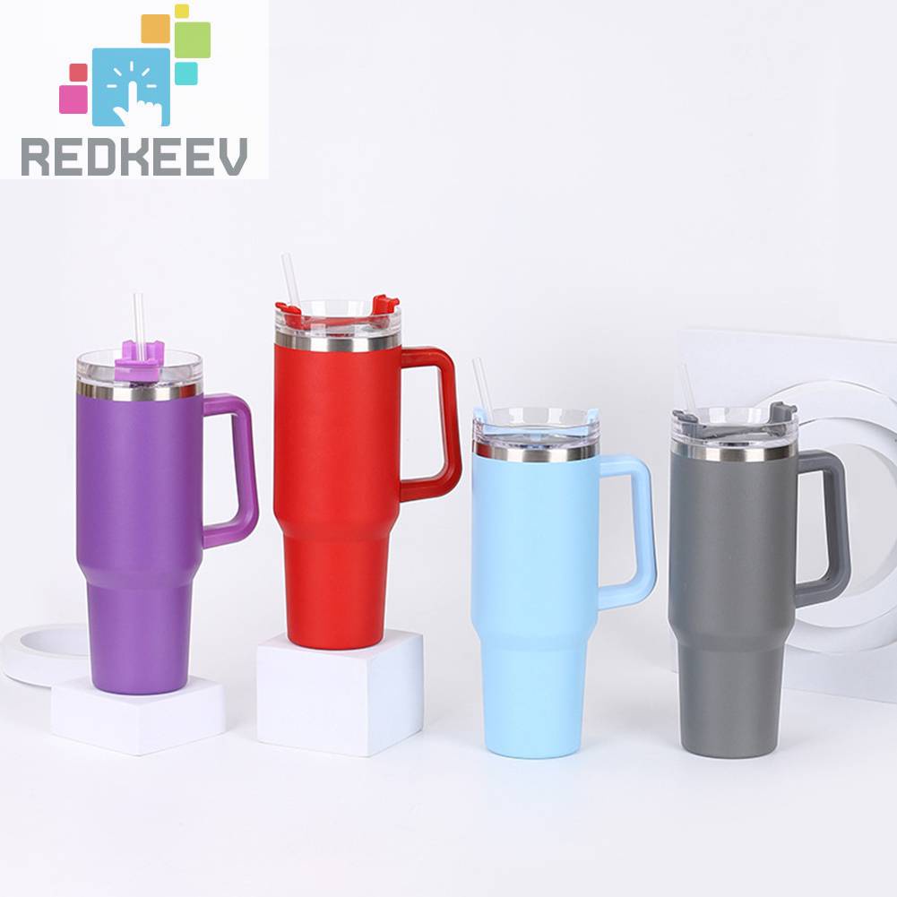 Cốc Uống Cà Phê Bằng Thép Không Gỉ Có Ống Hút Dung Tích 40oz