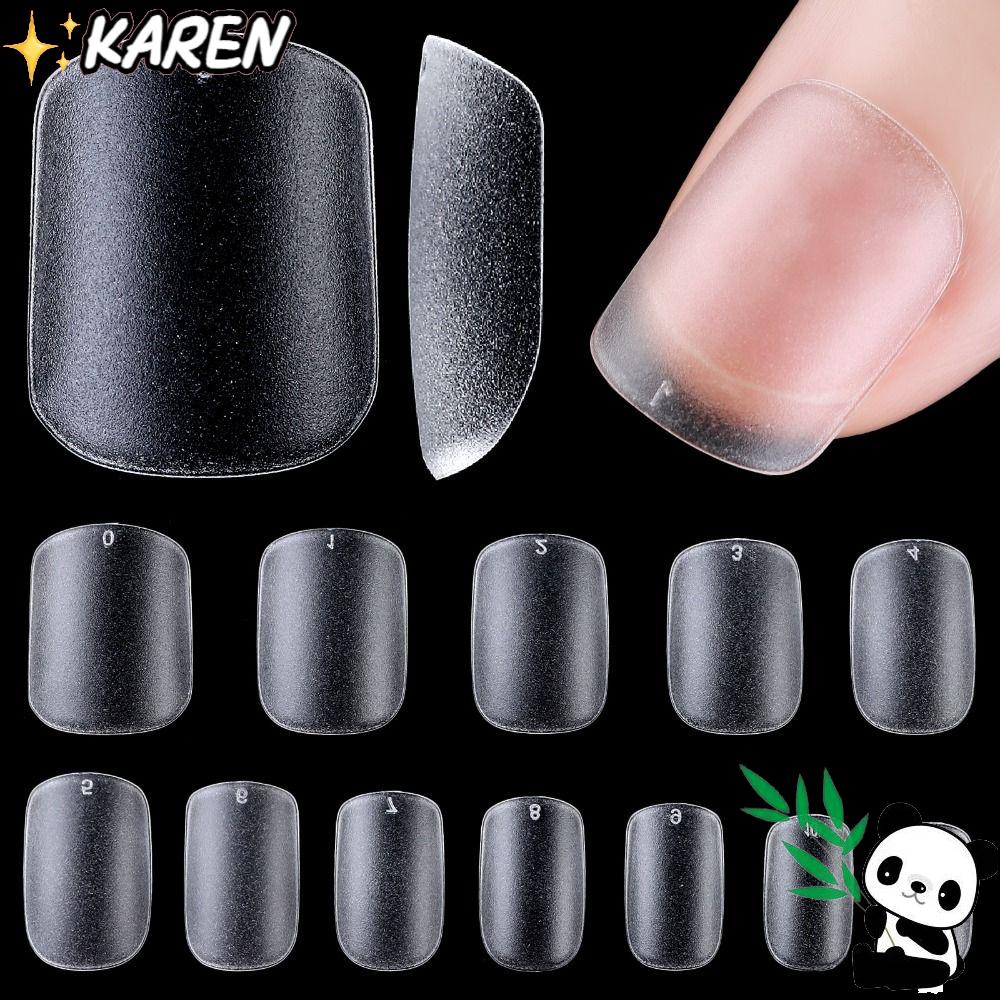 KAREN Bộ Móng Tay Giả Trong Suốt Mờ Và Nửa Kích Thước 11 Kích Cỡ Dùng Nối Móng DIY