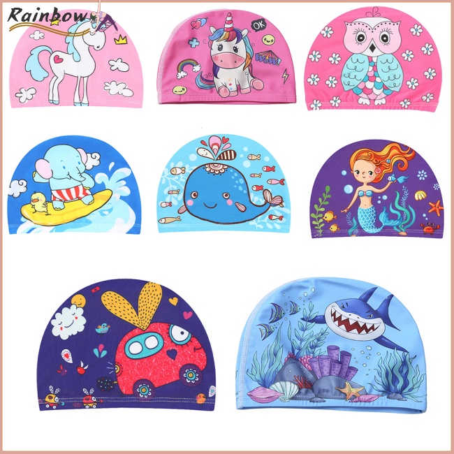 Mũ Bơi Co Giãn Tốt In Hoạt Hình Dễ Thương Dành Cho Bé